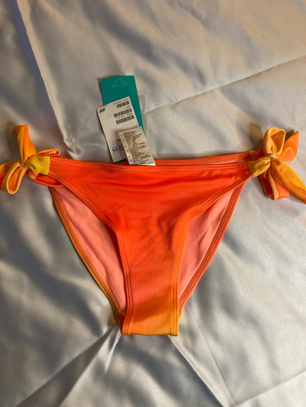 H&M Orange Ombre Tie-Side Bikini Bottom with Yellow Accents